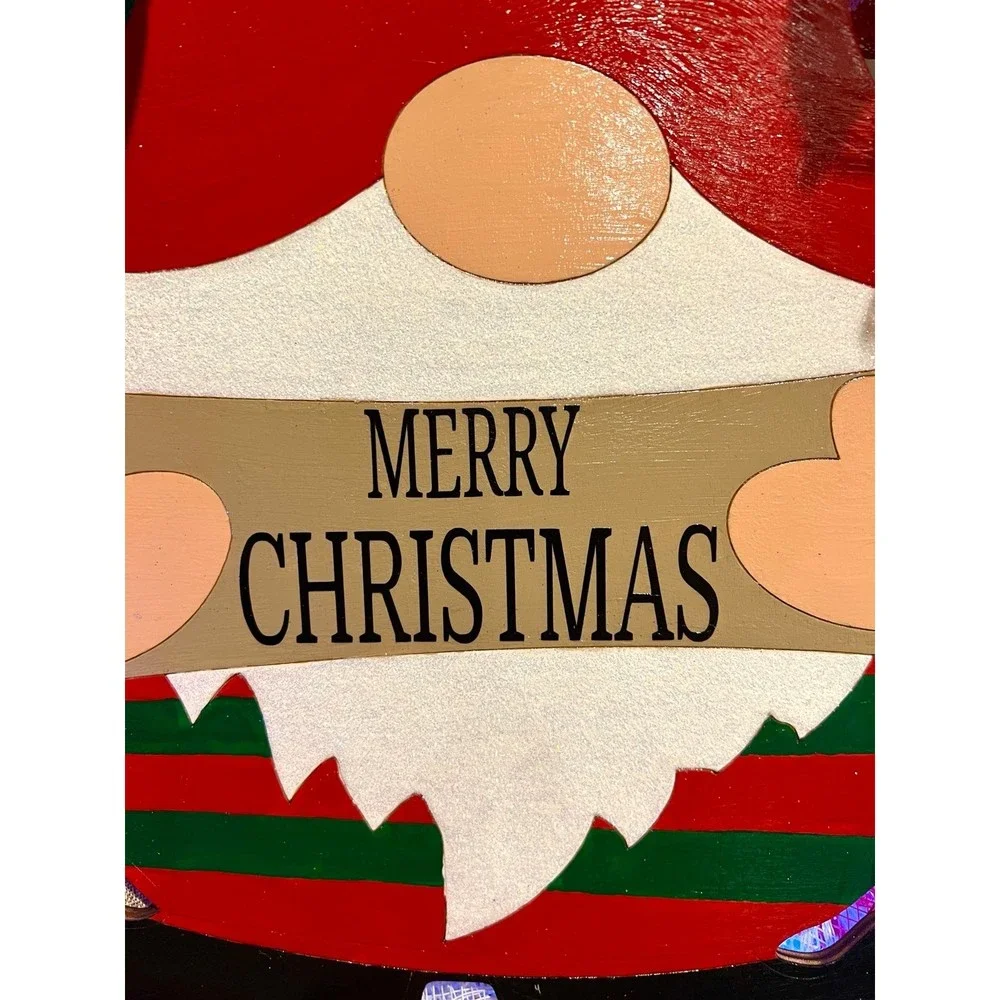 Christmas Snowflake Gnome Holiday Ribbon Door Wreath Handmade 22 ins LED W10